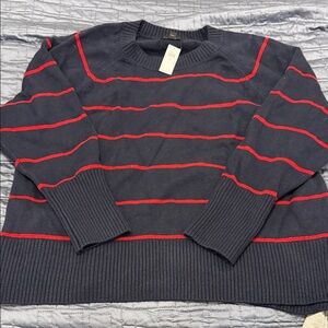 Banana Republic Navy and Red Striped Women's Sweater